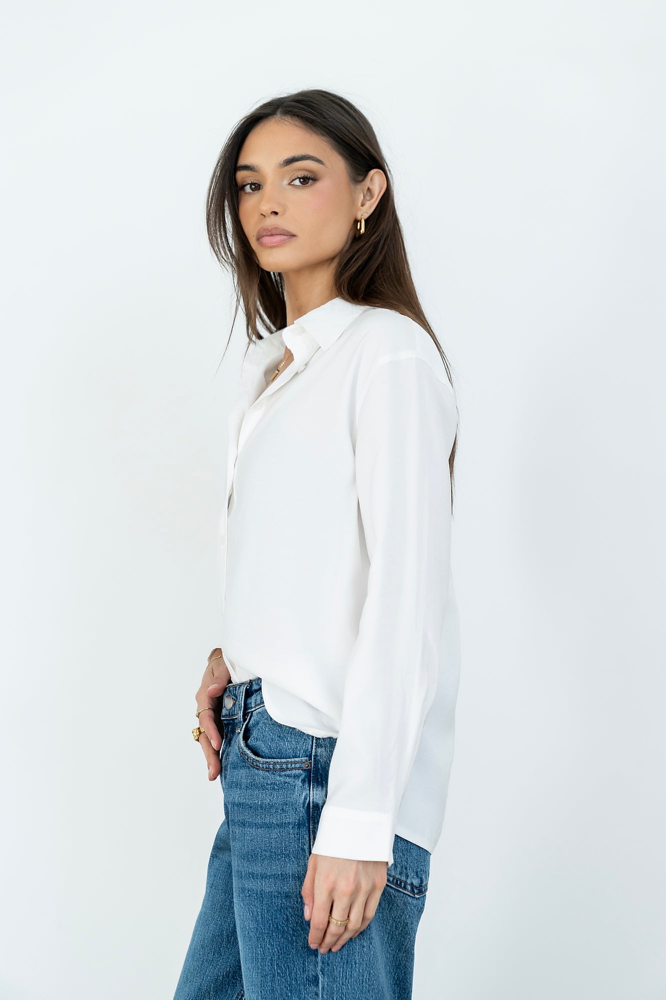 Tacie Button Up in White