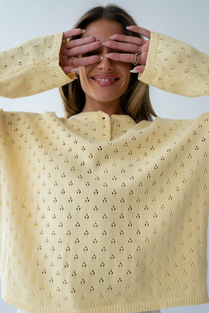 Margot Pointelle Sweater in Butter Yellow - FINAL SALE