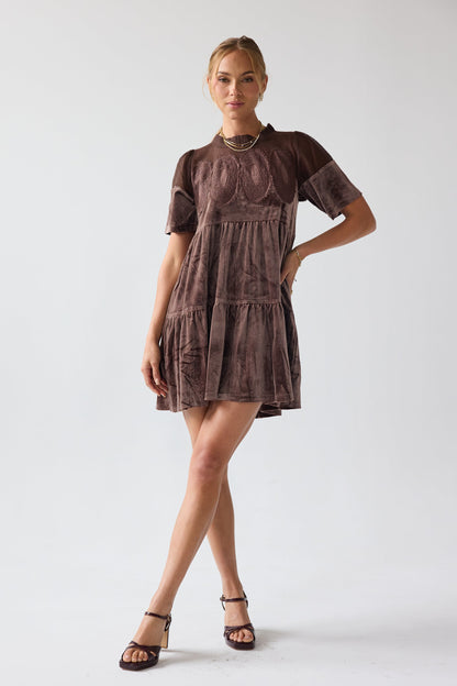 Banks Velvet Mini Dress in Brown - FINAL SALE