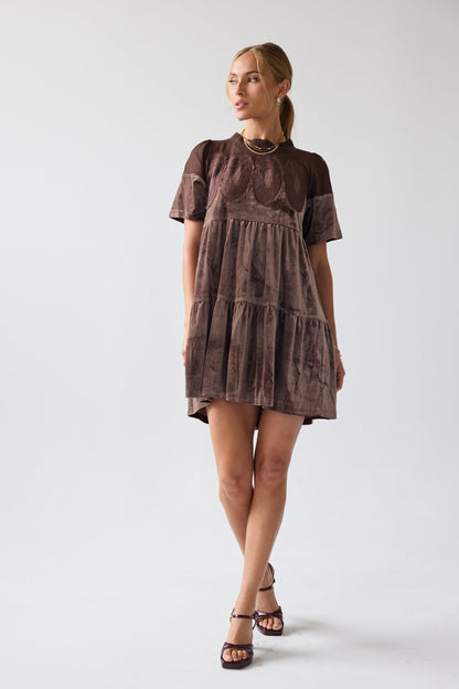 Banks Velvet Mini Dress in Brown - FINAL SALE