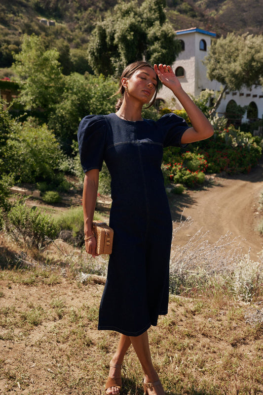 Campbell Denim Dress in Dark Wash - FINAL SALE