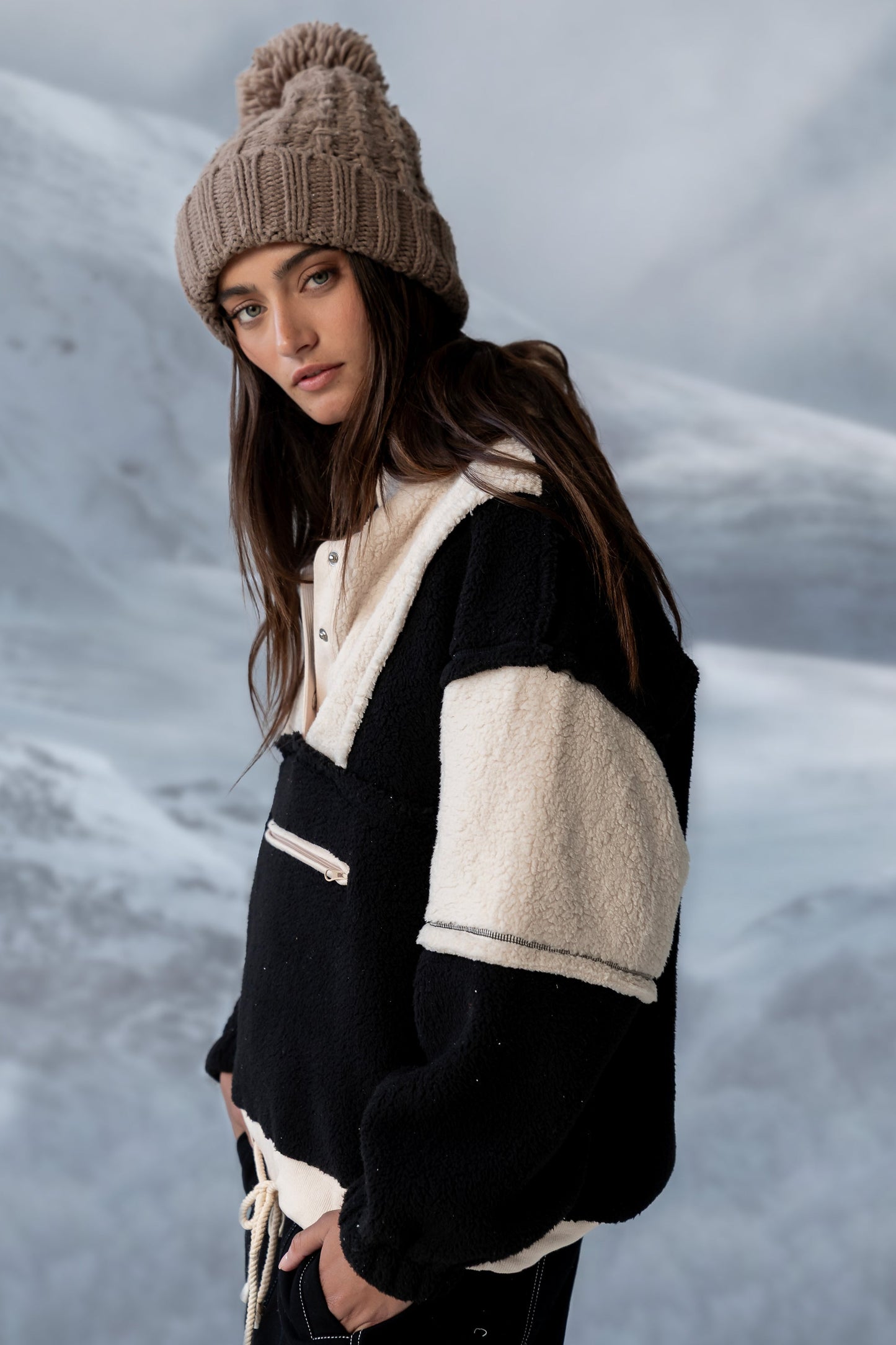 Maria Oversized Sherpa Jacket in Cream - FINAL SALE