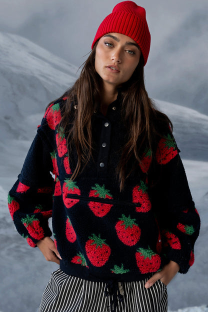Maria Oversized Sherpa Jacket in Navy - FINAL SALE