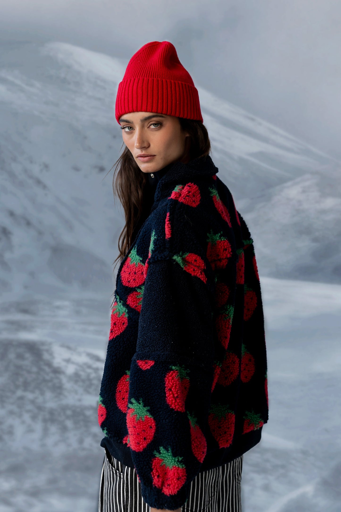 Maria Oversized Sherpa Jacket in Navy - FINAL SALE