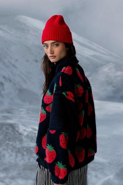 Maria Oversized Sherpa Jacket in Navy - FINAL SALE