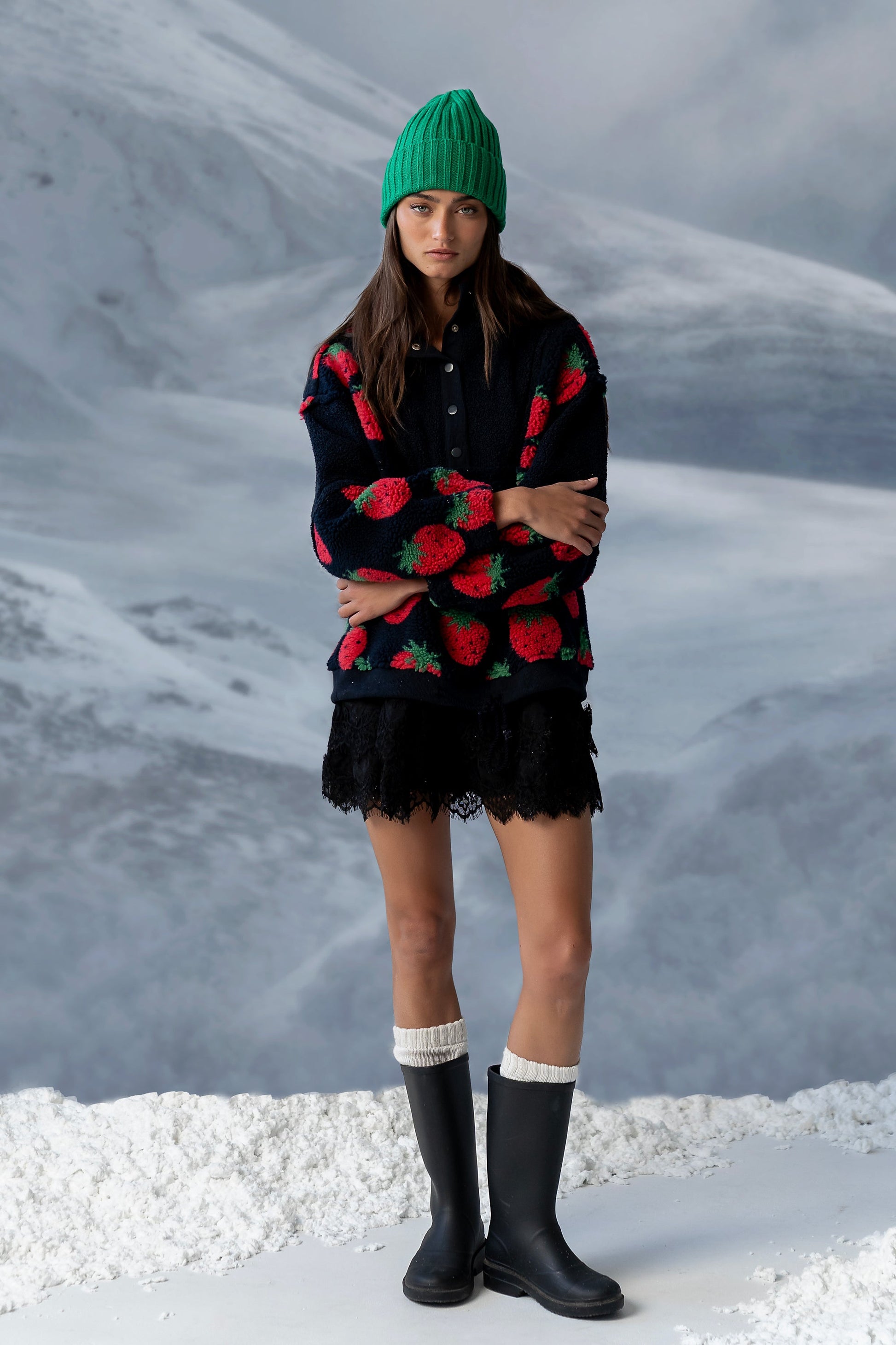 Maria Oversized Sherpa Jacket in Navy - FINAL SALE