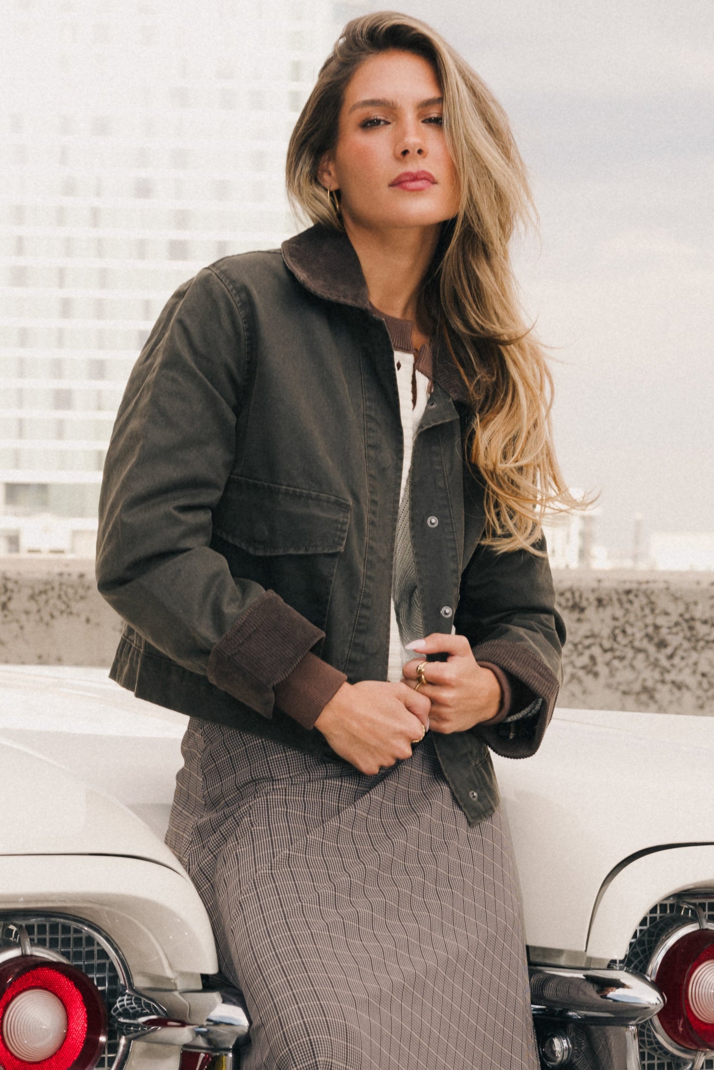 Krue Contrast Jacket in Olive - FINAL SALE